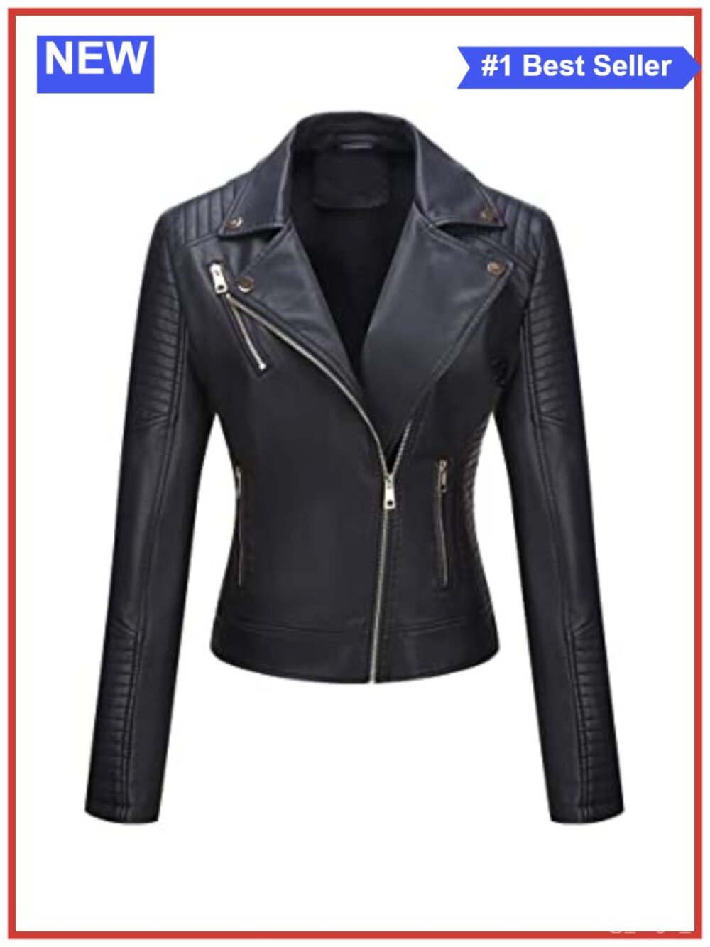 Faux Leather Moto Jacket Lightweight Biker Asymmetric Zip Casual